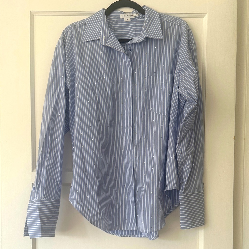 Good American striped diamond button down, M